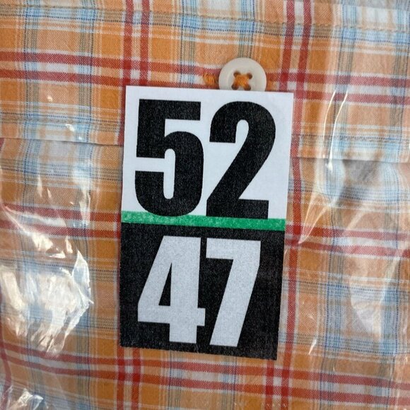 Izod Mens XXL Orange Plaid Button-Up Long Sleeve Shirt 5247 - Picture 6 of 7